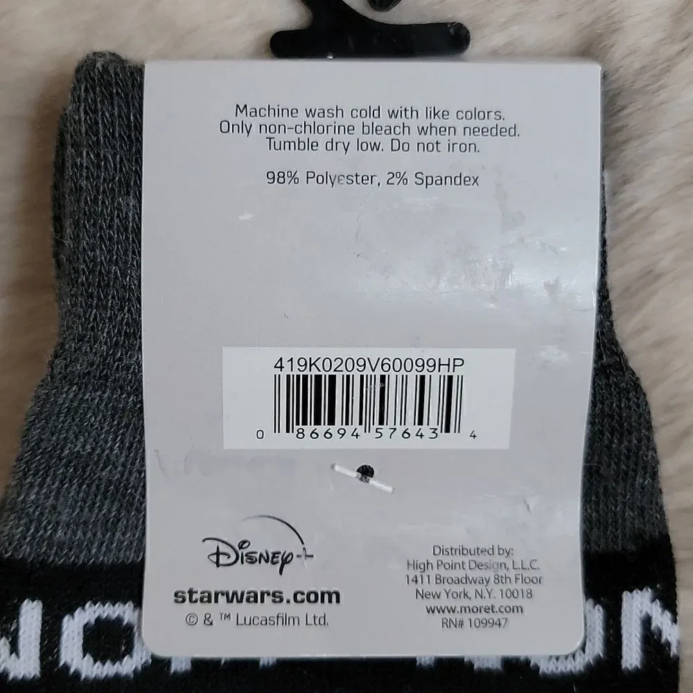 DISNEY STAR WARS MANDALORIAN BABY YODA 2-PACK MEN'S CREW SOCKS, NEW WITH TAGS!